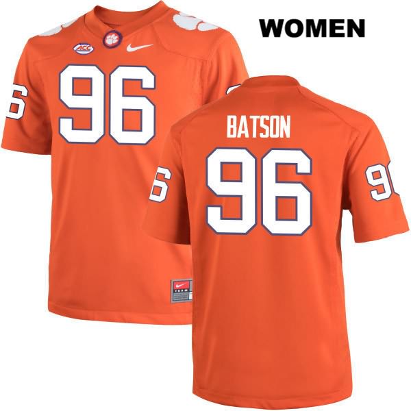 Women's Clemson Tigers #96 Michael Batson Stitched Orange Authentic Nike NCAA College Football Jersey YXR0246GE